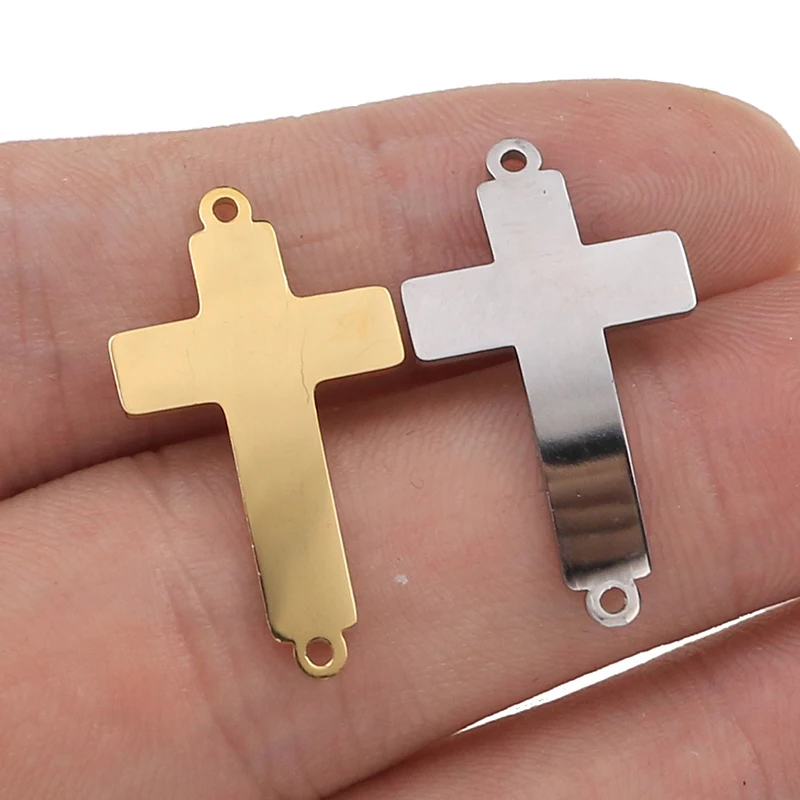 5ks/šarža z nehrdzavejúcej ocele Fashion Double Hole Cross Pendant šperky výroby dodávok šarm na konektor Nájdenie príslušenstva pre ruku