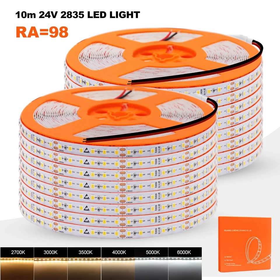 5m 10m LED pásma LED Svetlo 24V 2835 RA98 Flexibilná LED páska 120led LED stužka Diode2700K 3000K 3500K 4000K 5000K 6000K