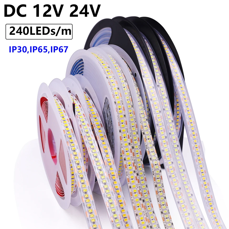 5m 1200LEDS 2835 LED pásik 12v 24v 240led/m nepremokavý IP30 IP65 IP67 Flexibilné LED svetlo LED diódy LUCES LUCES LED dióda LED dióda LED dióda LED dióda