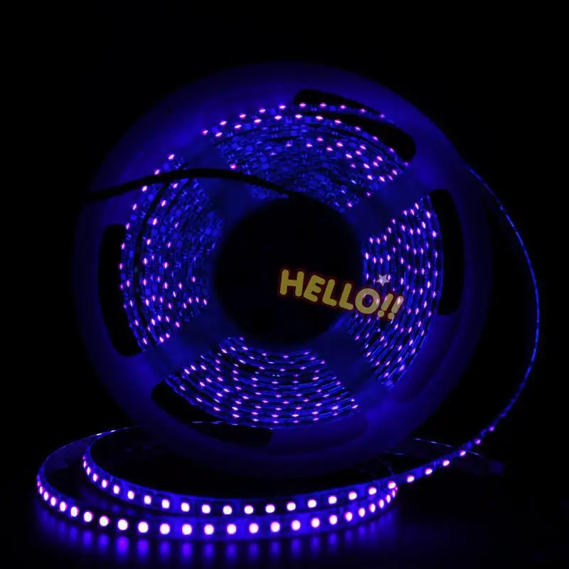 5m 3528 UV ultrafialové DC12V 600 120LEDS/M 395-400NM UV biely PCB Purpurová LED Flexibilná pásová páska Svetlá páska Čierna lampa Lighting