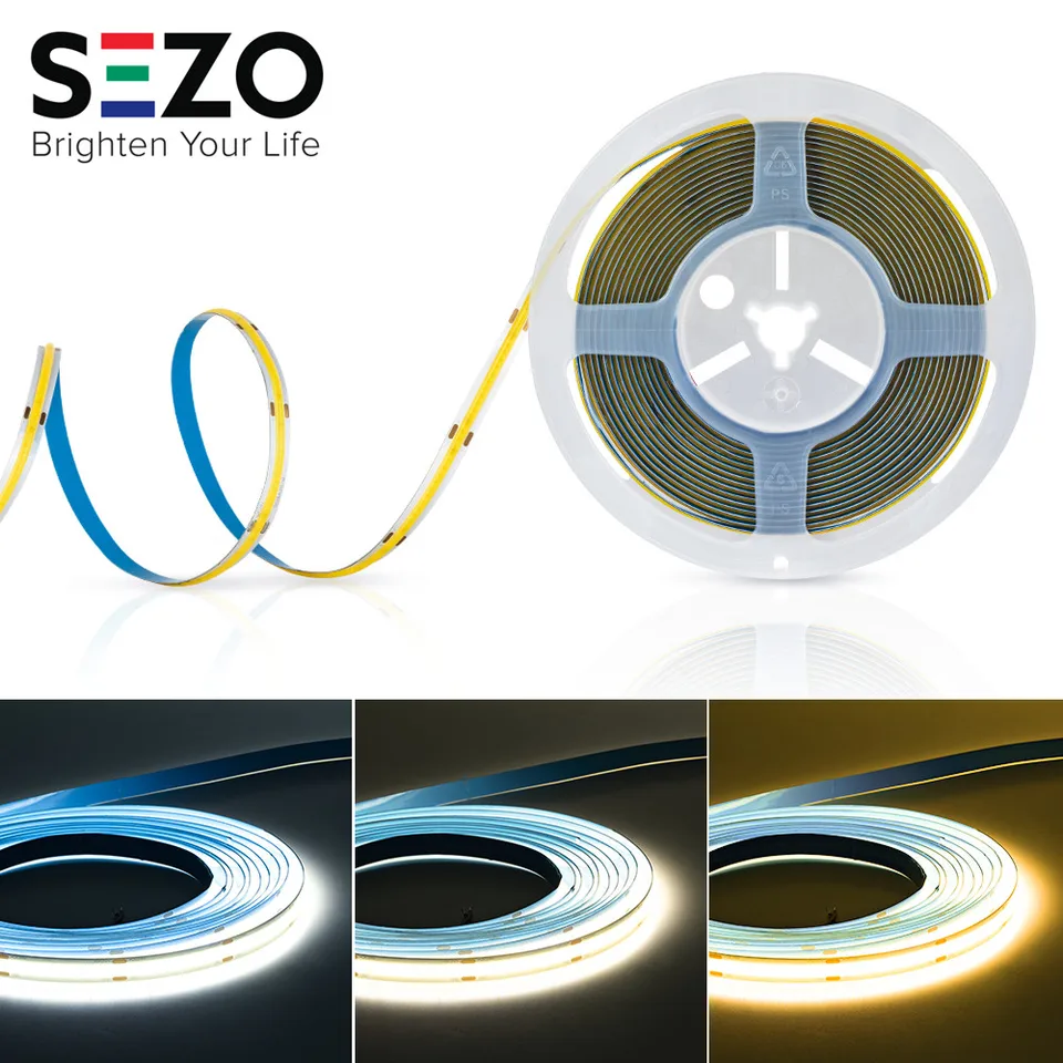 5M COB LED pásik 8 mm 320 480 LED s vysokou hustotou Flexibilné prúžky FOB COB RA90 Teplá príroda Cool biela lineárna stmievateľná 12 24 V