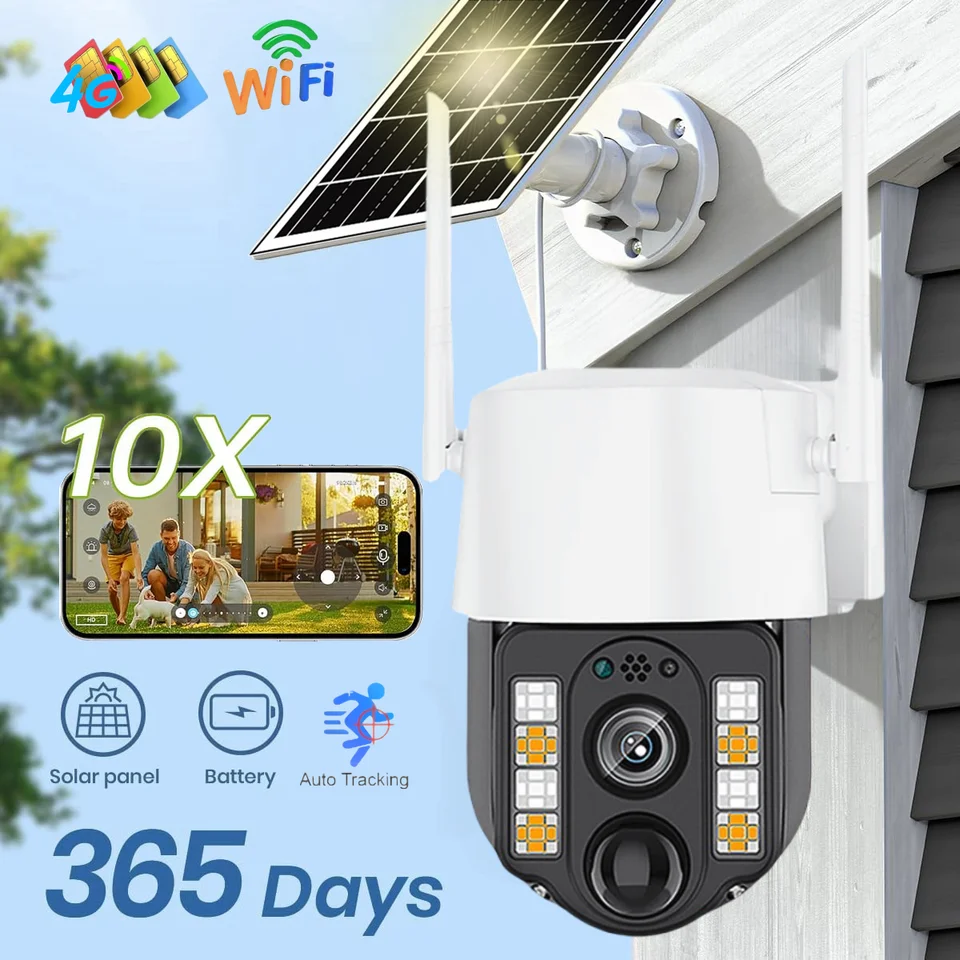 5MP Solar 4G Camera CCTV CCTV Outdoor Color Night Vision Wireless Low-energie nepremokavá PTZ Smart Security Surveillance WiFi Camery