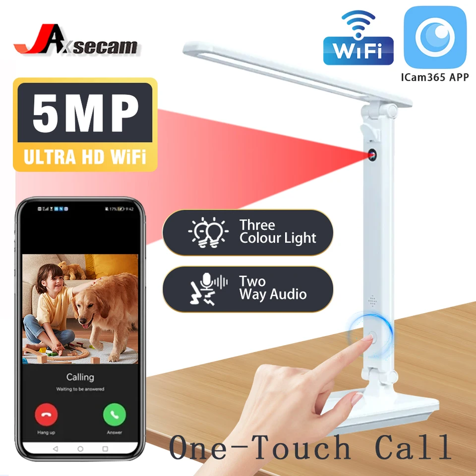 5MP WiFi inteligentná stolová lampa LED fotoaparát s jednostranným volaním obojstranne zvukového diaľkového pohľadu ochrana ochrany ICAM ICAM 365