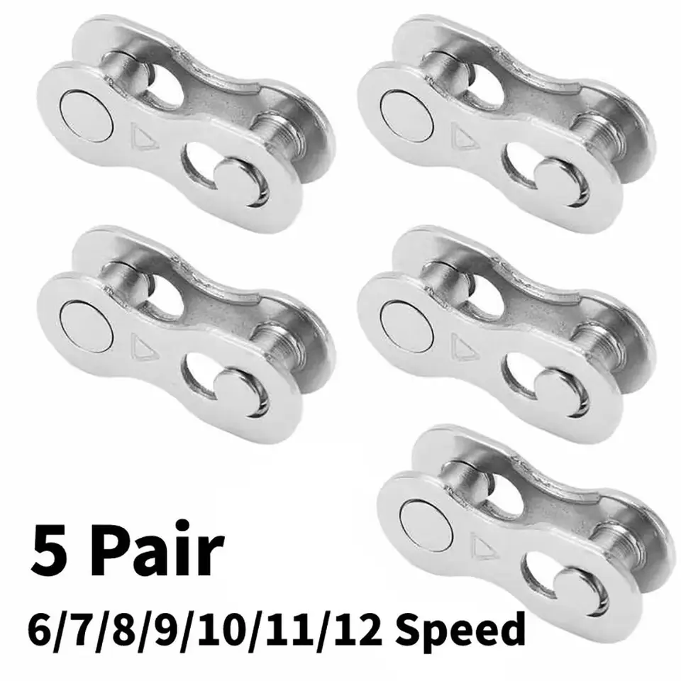 5pairs 6/7/8/9/10/11/12 Speed ​​Bicycle Reťaz Link Buckle Silver Mountain Road Connector Connector Conector Connects