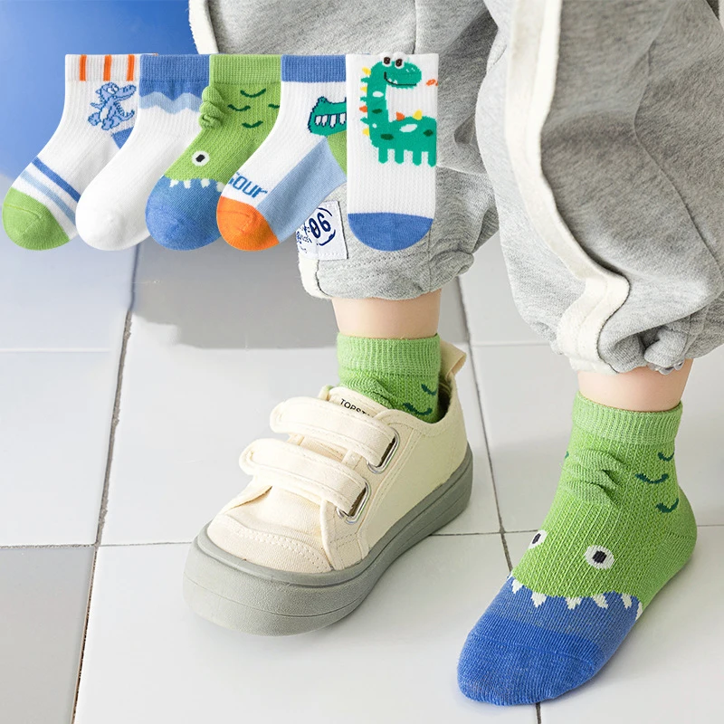 5pairs/set pre deti Slové ponožky pre dieťa jeseň novú bavlnu dieťa roztomilý karikatúra Bear Jacquard Weave Summer Thin Girls Sock 1-12y