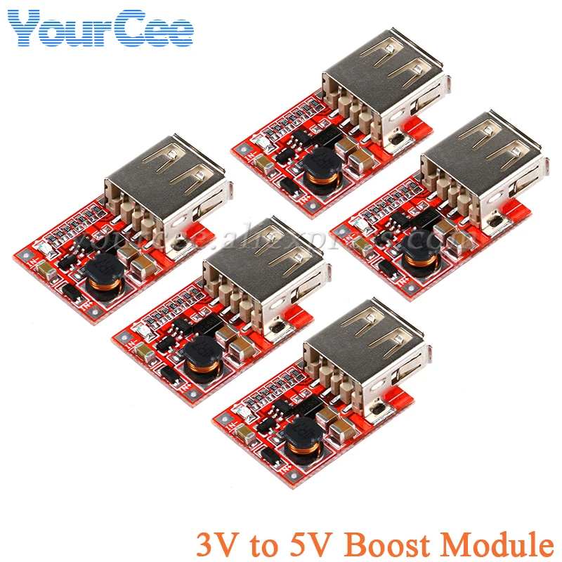 5pcs/1pc 3V až 5V DC-DC prevodník Step Up Zosilňovač napájacieho napájacieho modulu 1A USB nabíjačka pre telefón MP3 MP4 96% účinnosť