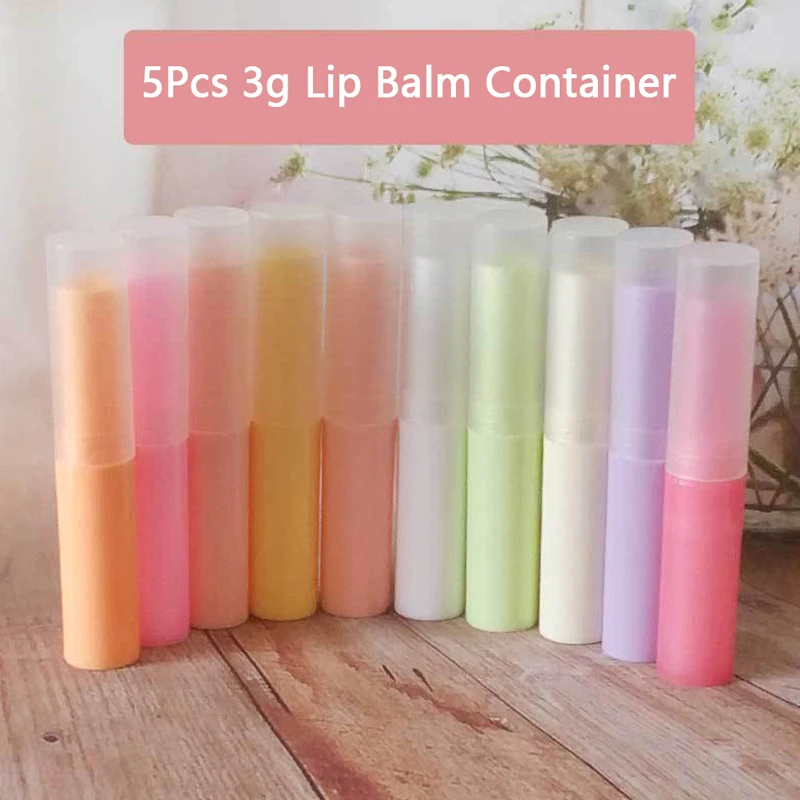 5pcs 3G Balzam na pery s kontajnermi s čiapkami Mini prázdny rúž na balzam na pery