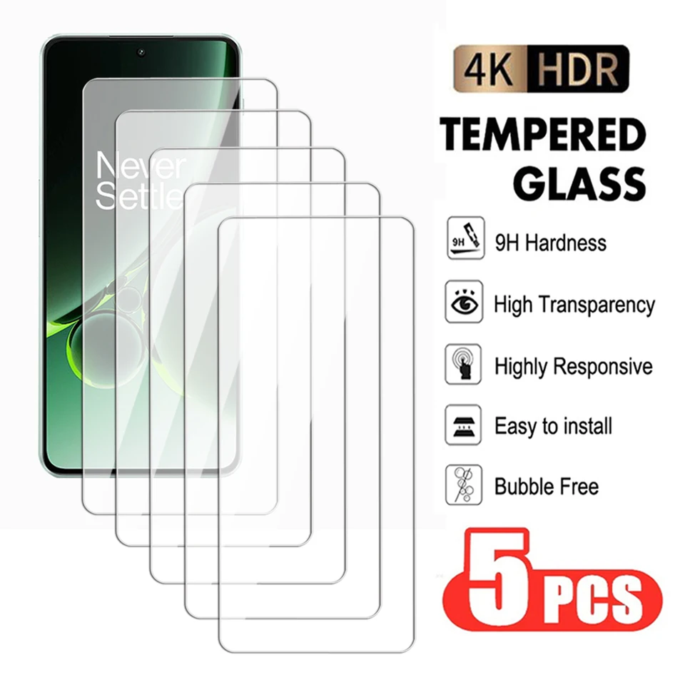 5pcs anti-burst temperované sklo pre OnePlus Nord CE 2 3 Lite 5G Protector pre protectctor pre OnePlus Nord 2T 3 priehľadný sklenený film 9H