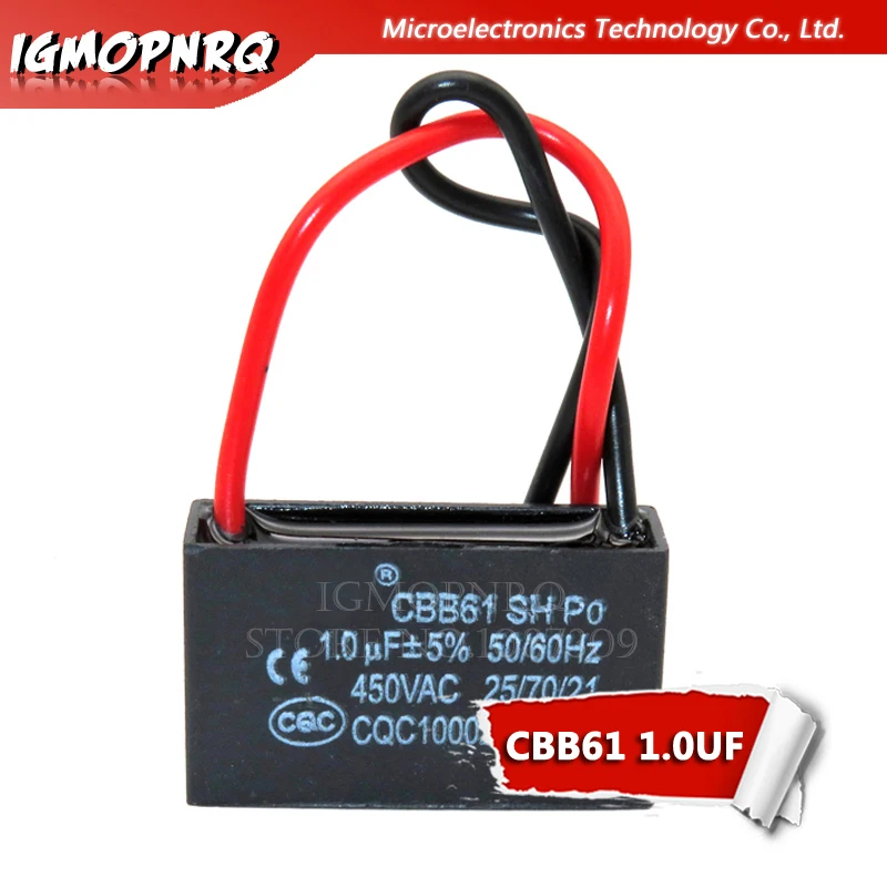 5pcs CBB61 1UF Štartovacia kapacita AC ventilátor kondenzátora IGMOPNRQ 450V CBB Motor Run Kondenzátor