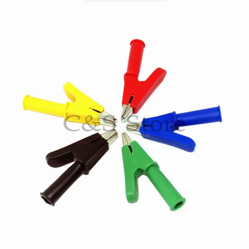 5pcs Krokodílové aligátorové svorky so 4 mm zásuvkou banánový konektor Test Clamp Clip Clip 10mm