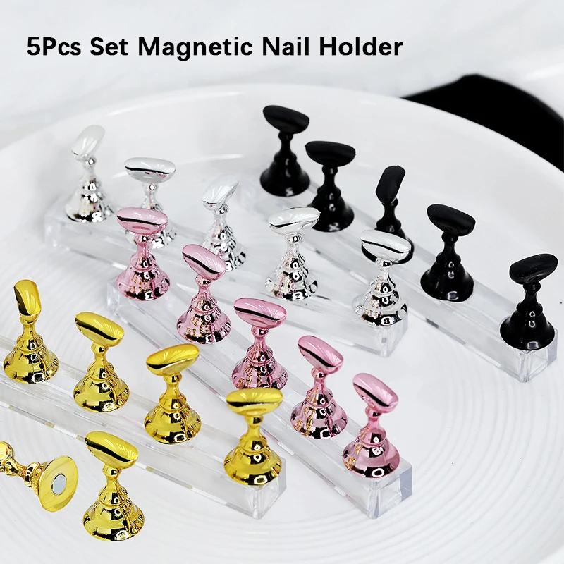 5pcs magnetický držiak nechtov False nechtov na nechty Praktický držiak na stojanový držiak Akryl zobrazujúci displej na nechty na nechty pre manikúru salónu pre domácich majstrov