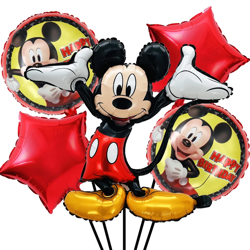 5PCS Mickey Mouse Fil Balóny sada roztomilých karikatúr Mickey Temaly balón pre bábätká svadba Kids chlapci narodeninové oslavy dekorácie