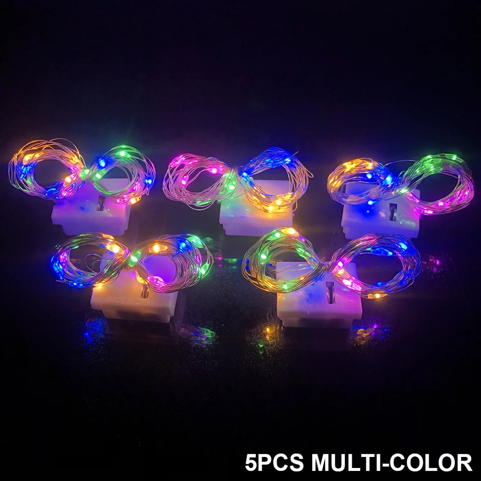 5pcs Multic Blikajúce dekorácie LED reťazce LIGHTLE LIGHTS VICOLNÁ Svadobná reštaurácia Rýchle a pomalé svetlá Strip 3*BATTER BATTER