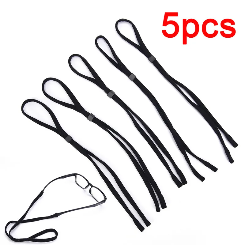 5pcs nekĺzavý podískok šnúrky na šnúrku Sun Sun Glass Sun Glass Brck Priestka Čítanie okuliarov Držiak Čierna štvorcová pracka