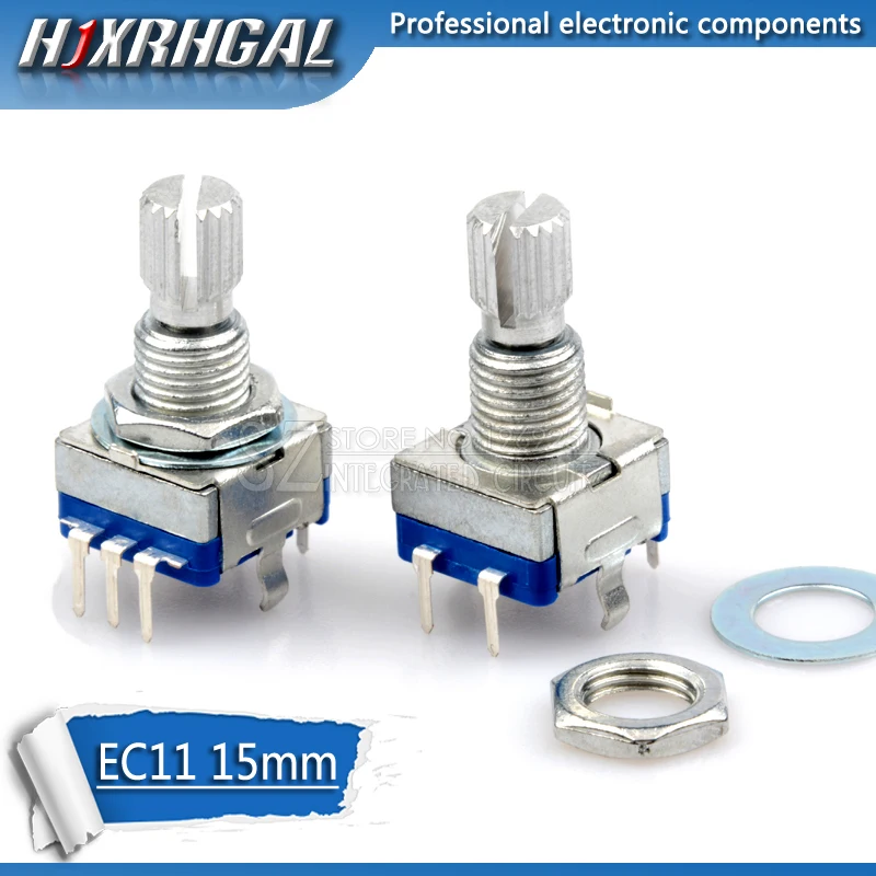 5pcs Polovica / Plum Axis Rotary Encoder, dĺžka rukoväte 15 mm / 20 mm prepínač / EC11 / digitálny potenciometer s prepínačom