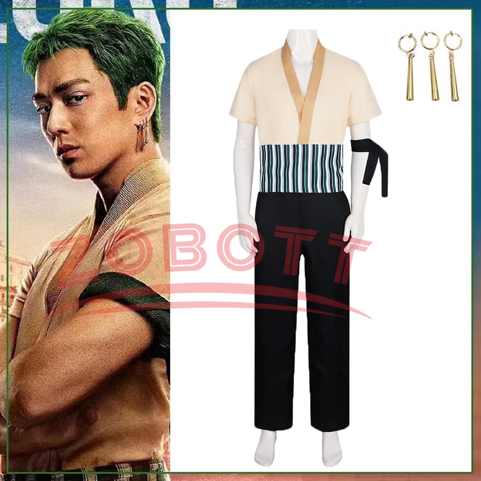 5pcs skutočná osoba Roronoa Zoro Cosplay kostým náušnice Halloween karneval set pre dospelých mužov Cosplay set dospelých chlapci dievča jeden kus