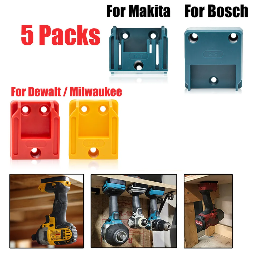 5PCS Storage Držiak na ukladanie nástroja pre Makita/Bosch/Dewalt/Milwaukee 18V Li-Ion Battery Stroj na strojové držiaky Slots Slots Slots Stander Slots