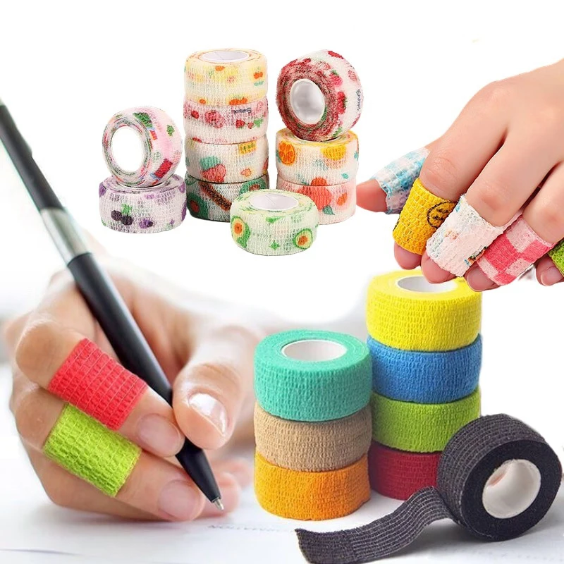 5pcs strážca prstov Bandáž písanie tlačeného lekárskeho útulku Sports Sports Tape netkané elastické tetovanie Pet tetovanie obväz