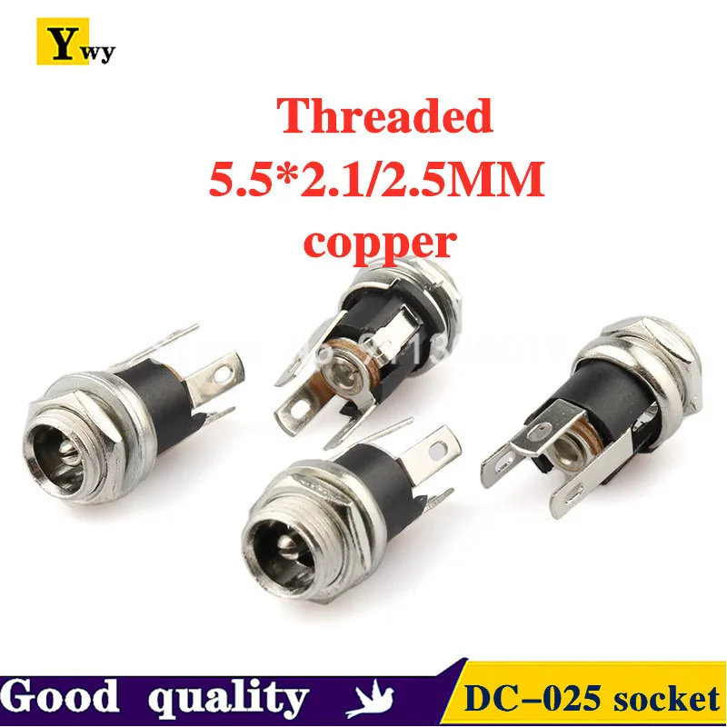 5pcs/šarža DC025M 5,5*2,1/2,5 mm jednosmerná objímka s matičkou 5,5x2.1/5,5 x 2,5 mm DC DC Socket Socket Sumenie Panel Connector Panel Connector