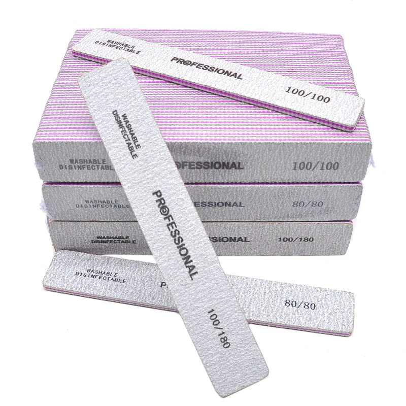 5pcs/šarža priameho nechtového súboru 80/100/180 Grits Grits Banding File Blokovanie Blokovanie vápna Lime a leštiace súbory na nechty manikúru