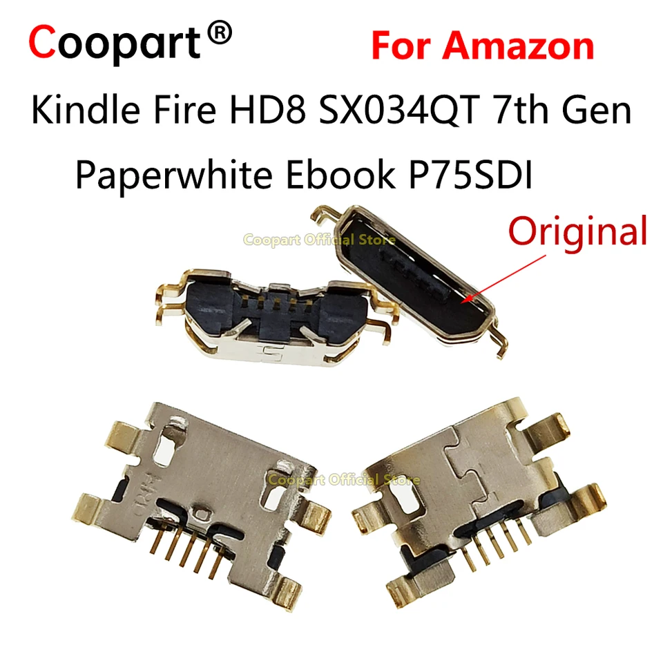 5pin USB nabíjačka nabíjací port konektor konektor pre konektor pre Amazon Kindle Fire HD8 SX034QT 7. gen papierová ebook ebook P75SDI