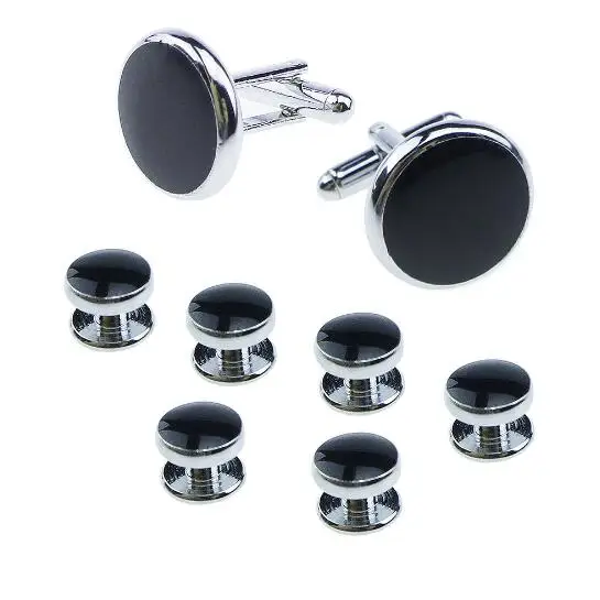 5Sets/Lot Classic CuffLinks Tuxedo Studs 8 ks Set Black Smalt Epoxy Cuff Links