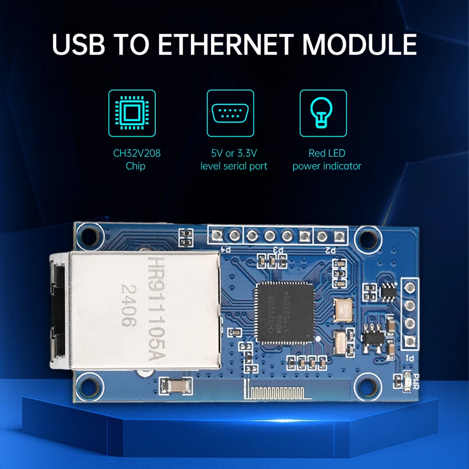 5V-3.3V CH32V208 Serial RJ45 do Ethernet Modul TTL Transparentná červená LED vývojová doska TCPServer do funkcie UART