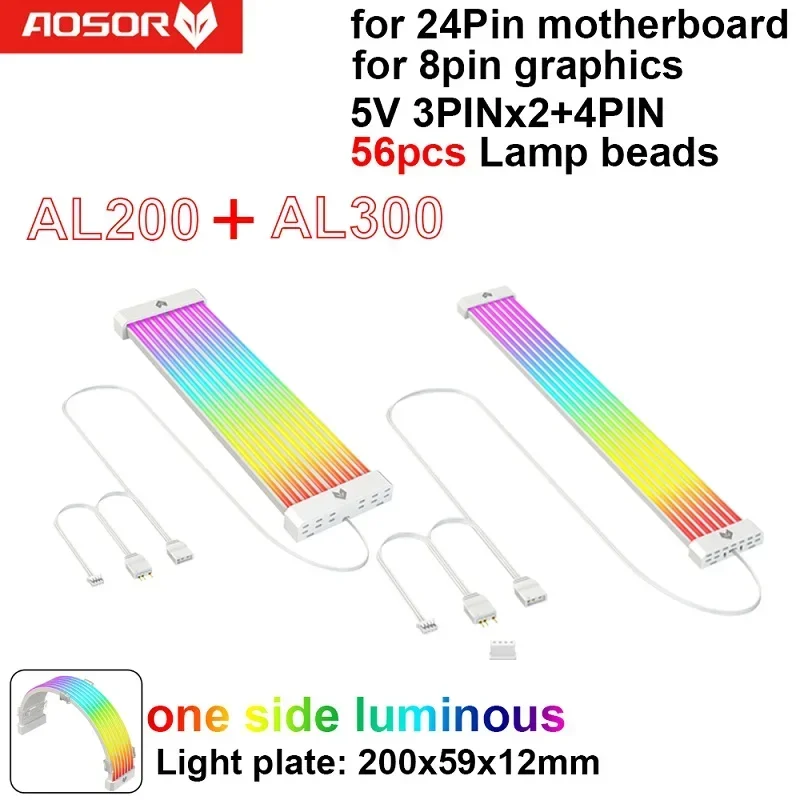 5V 3PIN AL200/AL300 Neon Light Board ARGB AURA Sync flexibilný širší PC PACE DUCION DIY pre 3x8pin GPU/24pin základnú dosku
