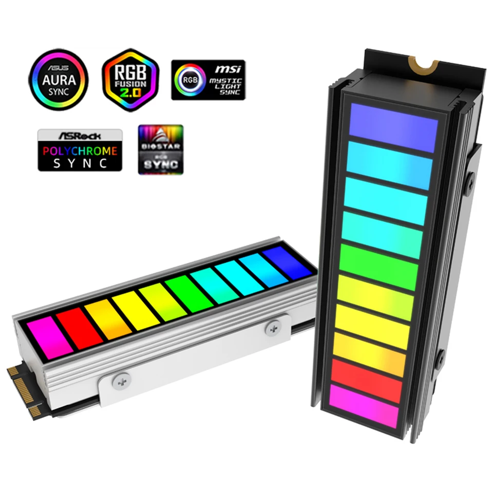 5v 3pin argb synchronizácia M.2 NVME SSD Heatsink s tepelnou silikónovou podložkou M.2 SSD chladiča chladiča M.2