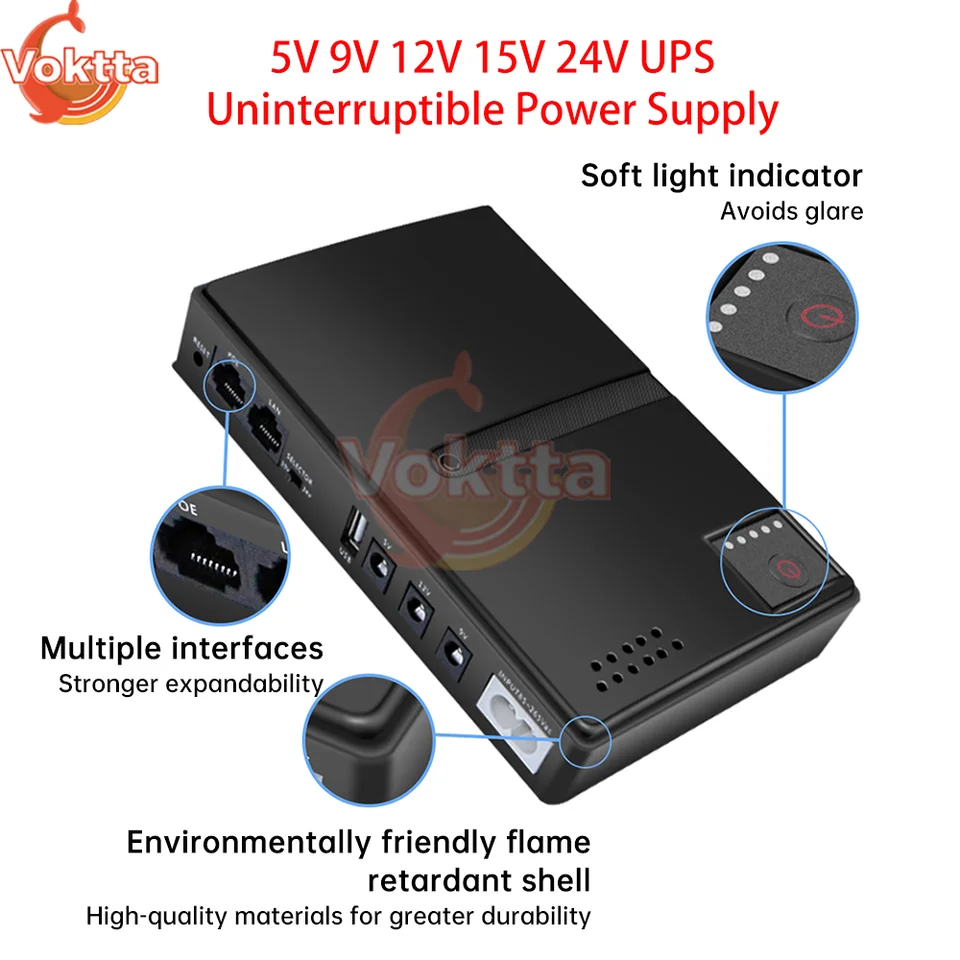 5V 9V 12V 15V 24V UPS UPS Neutrocký napájací zdroj DC18W 1018L Veľká kapacita Mini UPS záložný napájací adaptér pre WiFi Router