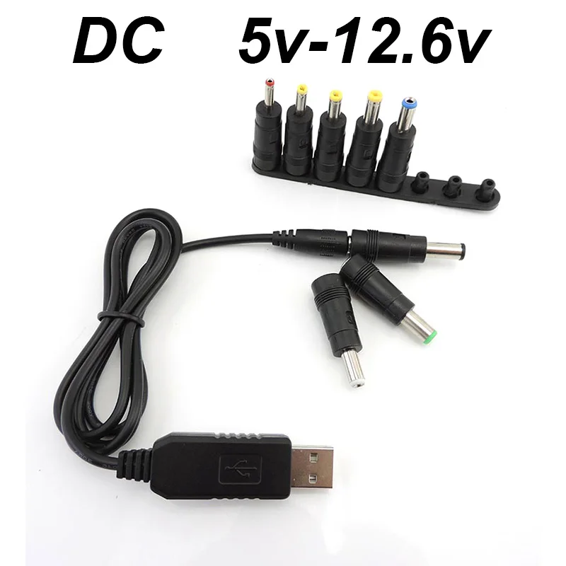 5V 9V 12V 8,4V 12,6 V DC Nabíjacie napájací kábel USB až 5521 Multifunkčný DC zameniteľný zástrčka muž 8-v-1 nabíjací kábel P1