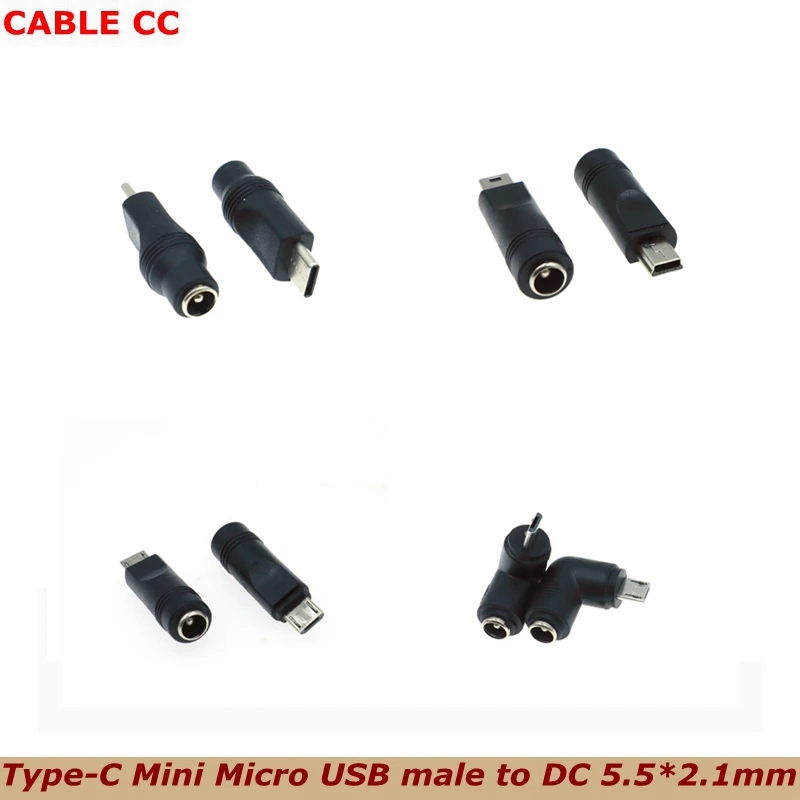 5V DC 5.5 * 2,1 mm napájací konektor USB 3.1 Typ C USB-C Type-C 5,5 mm * 2,1 mm mini USB Right & Micro USB DC Power Conector Adapter Nový