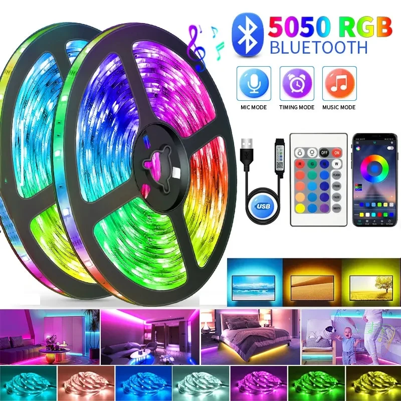 5V USB LED svetlá pre miestnosť 5050 RGB LED pásik 5 10 metrov diódová páska Dekorácie dekorácie ľadového struna osvetlenie osvetlenie lepidla LED stuha LED