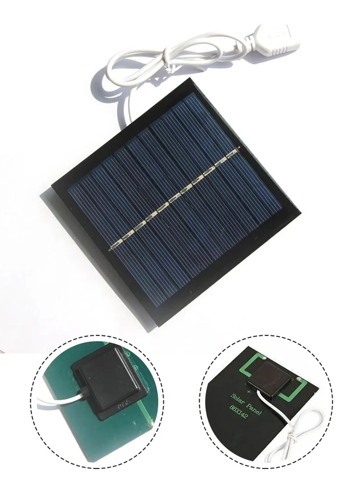 5W 5,5 V USB Solárny panel s výstupom USB Solárna nabíjačka môže nabíjať batériu 3,7V-5V pre solárne záhradné osvetľovacie systémy