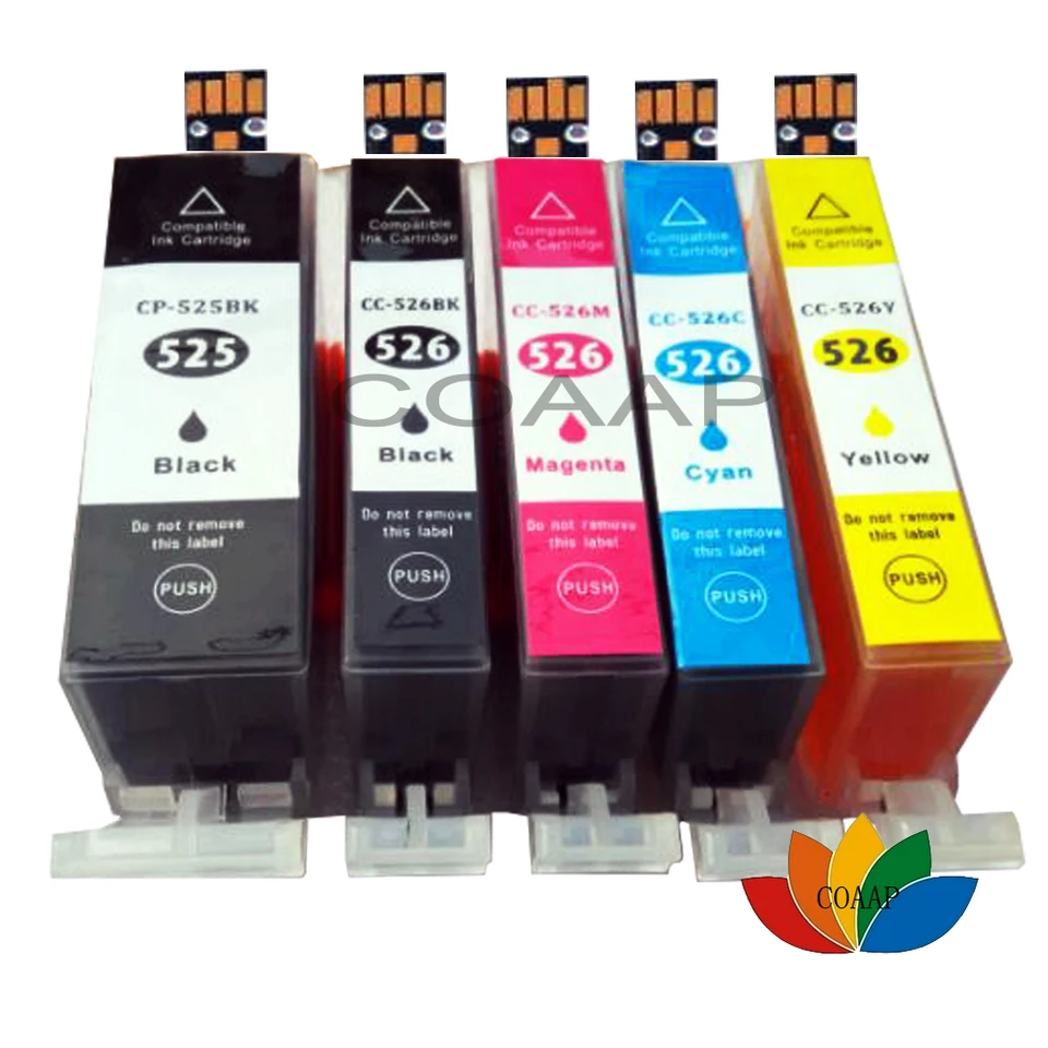 5x Kompatibilný kánon 525 526 PGI-525 CLI-526 XL CARtridge pre PIXMA MG5300 MG5200 IX6550 MG6250 MG8150 MG8250