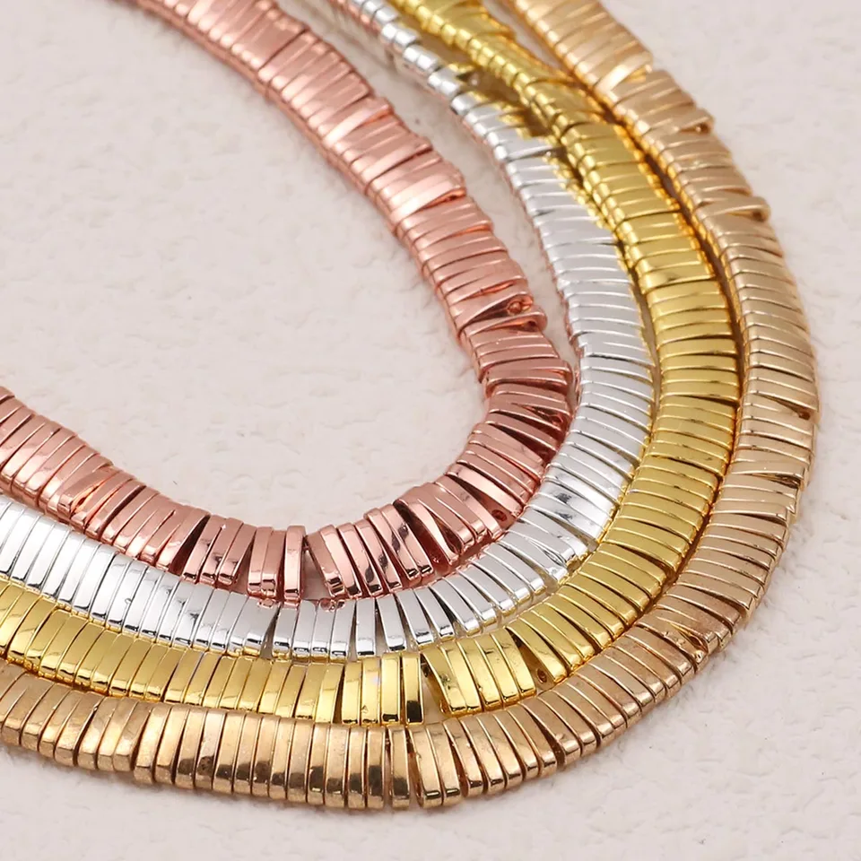 5x1 mm zlatý obdĺžnik Dva diera Hematit Prírodný kameň Loose Spacer Práľové korálky pre šperky výroby náramkov DIY náramky 15 ''