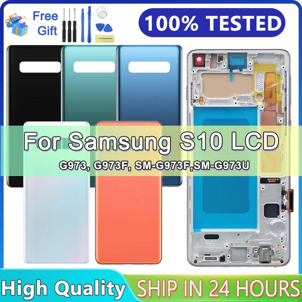 6.1 '' obrazovka pre Samsung Galaxy S10 SM-G973F/DS G973U G973 DISPLET LCD TONT DOTATICKÁ SCREES S MONTÁCIU DIGITÁRU RÁMU