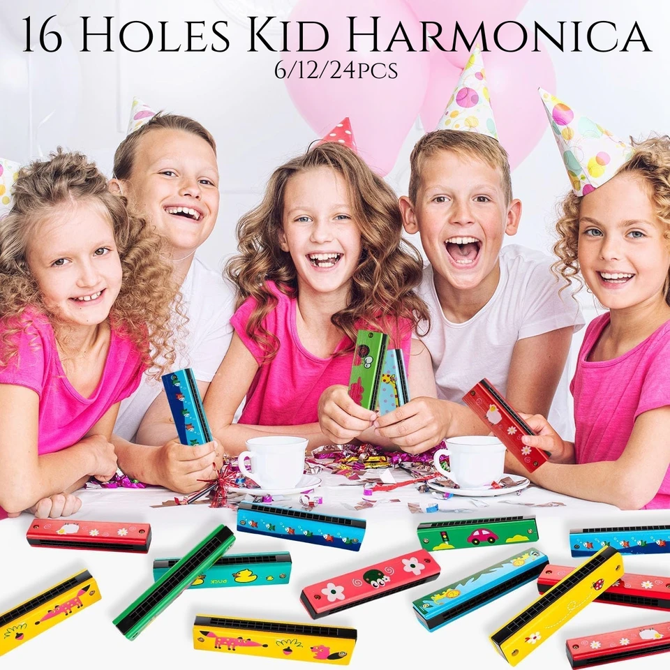 6/12/24ks Kids Harmonica 16 dier pre batoľatá harmonika Party pre deti pre deti pre začiatočníkov