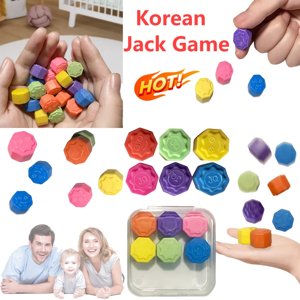 6/12ks Kórejský gonggi Jack Game Prenosná tradičná kamenná hračka s úložným boxom Stone Tossing Game Stres Relify Toy 2025 Nová