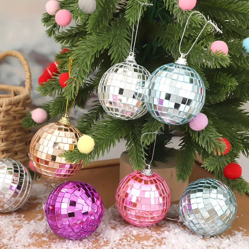 6/12ks Mini disco guľová pódium Rotujúca sklenená guľa Reflexné zrkadlo Ball Vianoce farebné loptičky Svadobné hostiny Vianoce domáce dekorácie