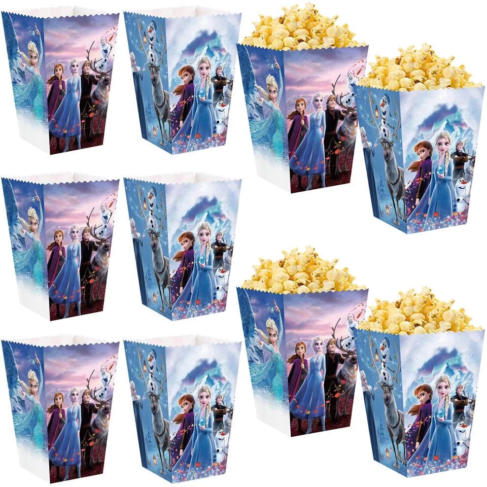 6/12ks mrazené párty popcorn boxy pre bábätká Party Cookie Boxes for Kids Anna Elsa Candy Box Party Party Birthday Purches Boxy