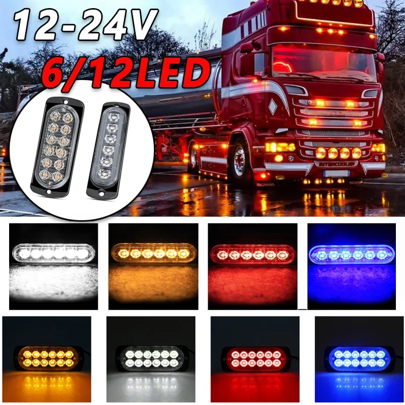 6/12led 12-24V Strobe LED Hazard Beacon Núdzové blikajúce bočné ukazovatele Svetlo výstražné Signal Signal Signal pre prívesky