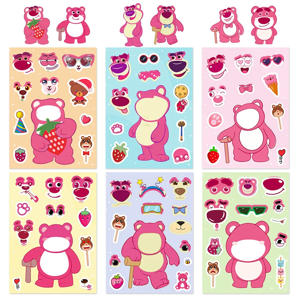 6/12Sety DIY Cute Lotso Cartoon Stickers Disney Toy Story Puzzle Sticker for Bike Phone Scrapbooking NAPOŽITOK KID DECK Hračky