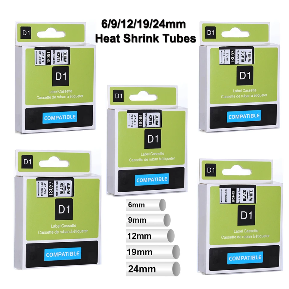 6/19/12/19/24 mm 18051 18053 18055 Kompatibilný štítok Dymo D1 D1 THEE SHARM TRUBY 18057 1805443 Pre Dymo Rhino 4200 6000 Label Printer Printer