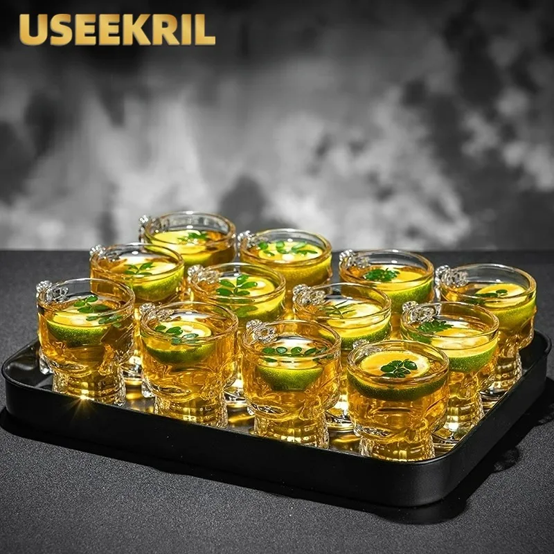 6/19/12ks lebka Mini Shot Glass Cup Creative Cocktail Suils Set Mini Tequila Cup s rukoväť