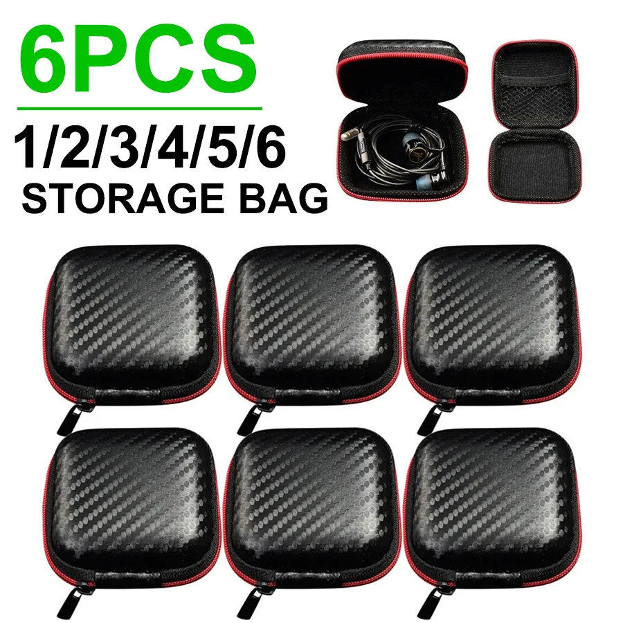 6-1pcs slúchadlá Storage Storage Bag Wired slúchadlá Eva Zipper Storage Box Prenosný kontajner na úložné puzdro pre KZ BA10 AS10 ES4