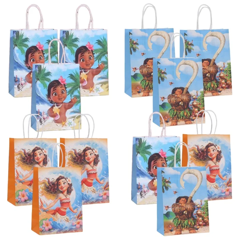 6/22ks Disney Moana Darčekové tašky Ocean Princezná narodeninová oslava papier Candy Treat Bag Girls láskavosť