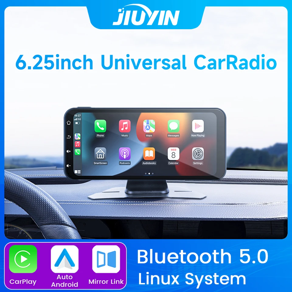 6,25 palca dotyková obrazovka Universal Car Radio Multimedia GPS navigačné bezdrôtové bezdrôtové pripojenie Android Auto Bluetooth Hudobný prehrávač Jiuyin