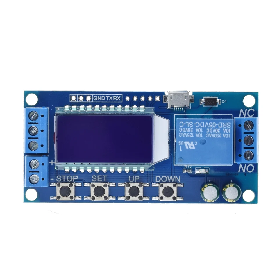 6-30V Micro USB Digital LCD LCD Časové oneskorenie relé Modul riadiaca prepínač Spúšťací cyklus modul XY-LJ02