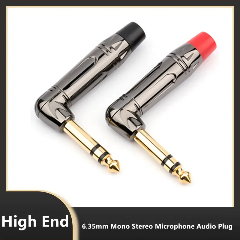 6,35 mm 90 stupňov pravý uhol mužskej zátky Mono/Stereo 6,3 mm gitarový drôtový konektor Audio mikrofónový efekt Mixér Mic 6.35 Adaptér